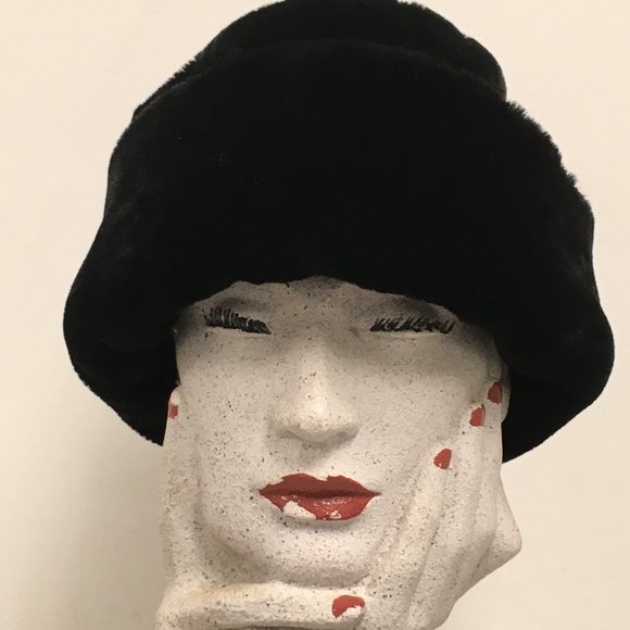 J Crew faux fur hat black cloche main image 5